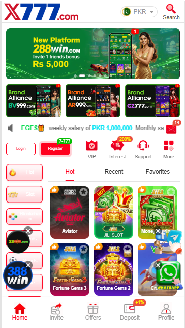 X777 Game Home Screen