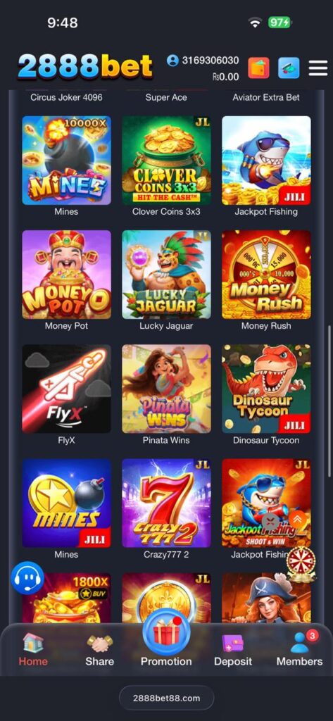 2888Bet Game Home Screen