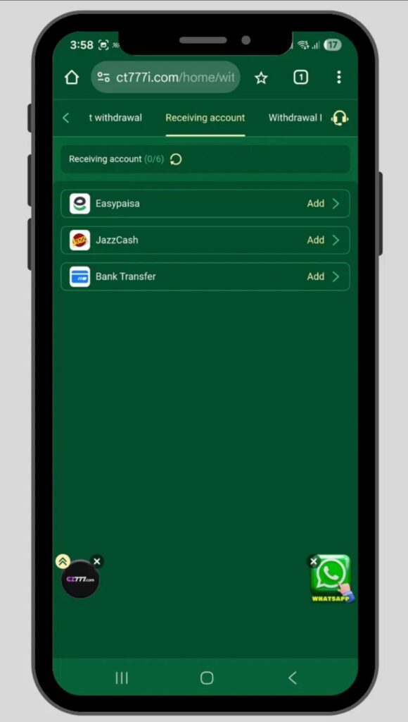CT777 Withdrawal Method
