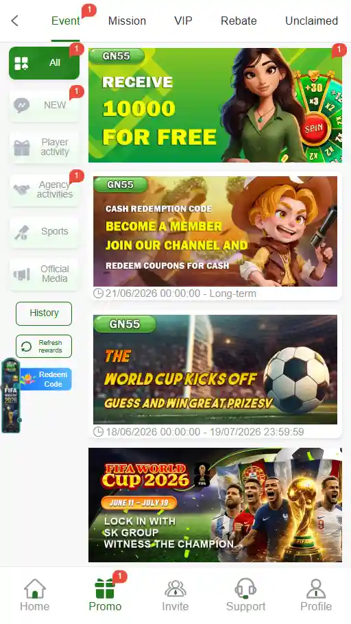 Gaming platform promotion and event section showing bonus offers, rewards, and limited-time event deals